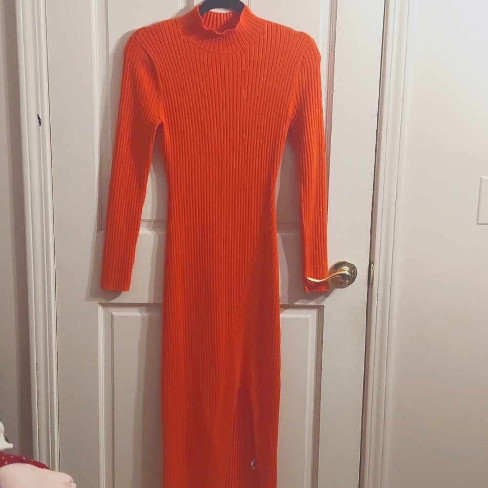 Burned orange bellow knee length slip dress